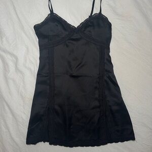 Black Silk Lace Mini Dress